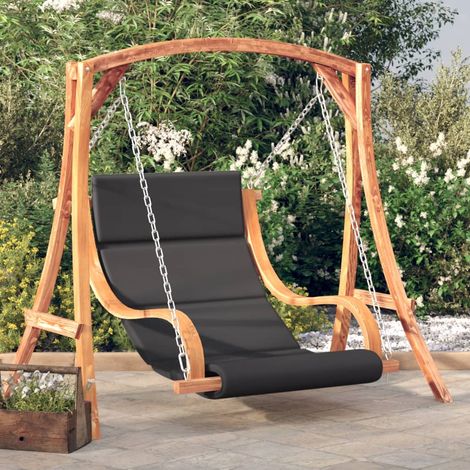 Chaise balançoire Chaise de jardin Fauteuil de Jardin scandinave avec coussin bois d'épicéa avec finition teck 73141 (1/5)
