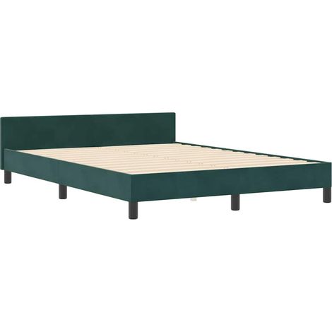 Bed Frame with Headboard Dark green 180 x 200 cm Velvet vidaXL (1/5)