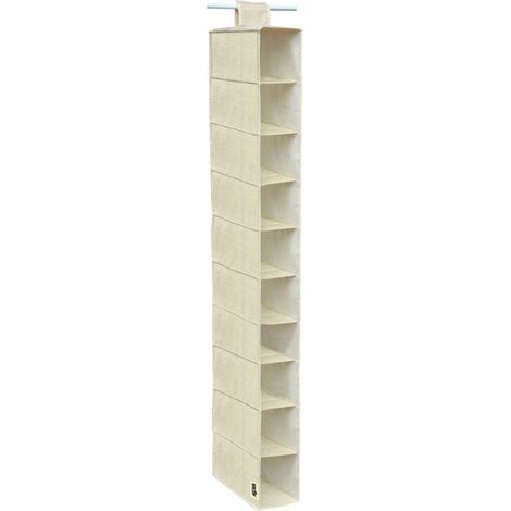 Organizer per armadi beige con 10 ripiani in tessuto contenitore pieghevole richiudibile salvaspazio da appendere (1/2)