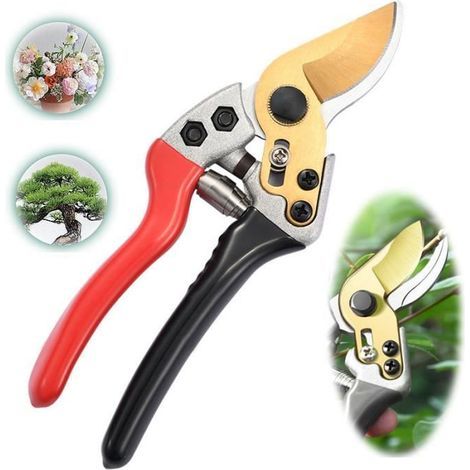 Professional Titanium Garden Secateurs - SK5 Steel - Ergonomic Design - Bypass Cut