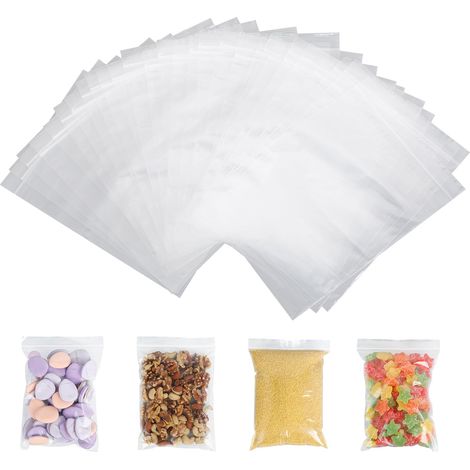 Sachet Plastique Transparent 14 x 20 cm, Lot de 100 Sachet Zip Pochon Plastique, Sachets Plastiques Refermables pour Bijouterie, Confiserie, Composants Électroniques (1/5)