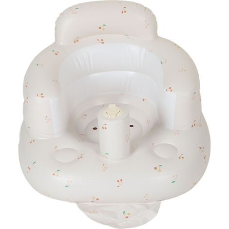 Siège bébé gonflable avec pompe à air, dossier, portable, sûr, doux et moelleux, avec support d'assise, taille moyenne, imprimé cerises. (1/5)