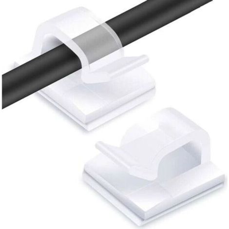 120PCS Clips Câbles, Attache Cable adhesif Rangement de Accroche Cable Fixation Auto Collant, cavalier cable electrique,pour la gestion des câbles,Transparent (1/4)