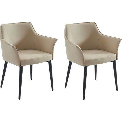 Sedia con braccioli in Similpelle e Metallo Nero Beige - Lotto di 2 - MIALOV (1/5)
