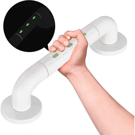 Barre d'appui fluorescente de 30 cm, antidérapante et sécurisée pour salle de bain et toilettes, adaptée aux personnes âgées, aux personnes handicapées et aux femmes enceintes. (1/5)