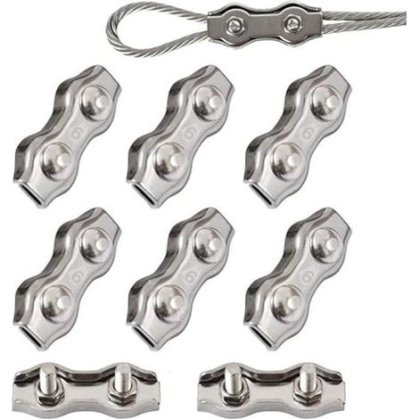 6 Stück Duplex-Klemmen M6 Drahtseilklemmen Edelstahl 304 Duplex-Klemmen für 6 mm Drahtseil-Takelage (1/5)