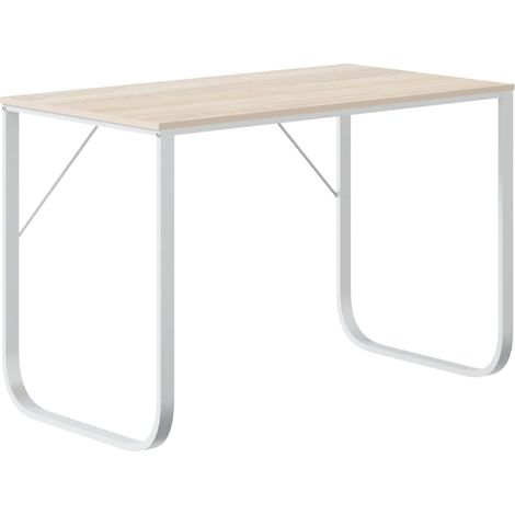 vidaXL Scrivania Computer Bianca e Rovere 110x60x73 Legno Multistrato (1/5)