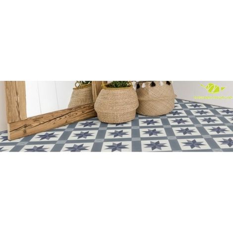 Tapis PVC Carreaux Ciment / Tapis PVC différentes Tailles / Vinyle idéal Style suédois / Tapis de Passage / Recouvrement de Sol - 60x40cm - Aubrac.