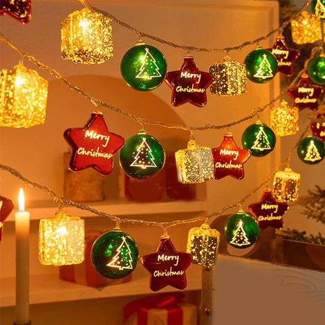 Guirlande Lumineuse Forme Boîte Cadeau - 10 Ampoules LED - 1,5 M - Pour Intérieur Extérieur - Décoration Fêtes Noël Halloween Thanksgiving (1/5)