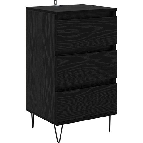 Buffet，Meuble de Rangement，Bahut Chêne noir 40 x 35 x 70 cm Bois d'ingénierie et fer CFW695116 (1/5)
