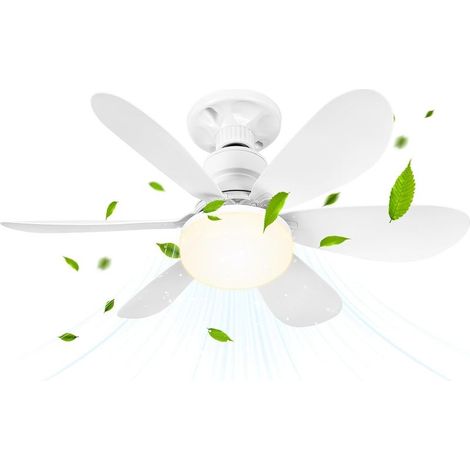 Ventilateur de Plafond avec Lumière et Telmmande, 52CM 40W Petit Dimmable Ventilateur LED avec Douille E27, Lustre Ventilateurs de Plafond pour Chambre, 6 Pales,3 Vitesses (1/5)