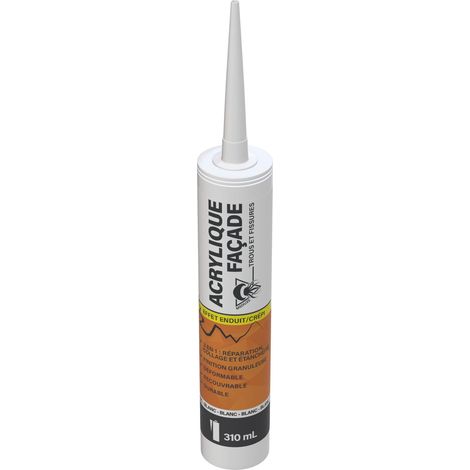 Méduze - Mastic acrylique universel pour façade 310 mL - BLANC - Réparation de trous et fissures - Texture granuleuse - Étanche - Professionnel