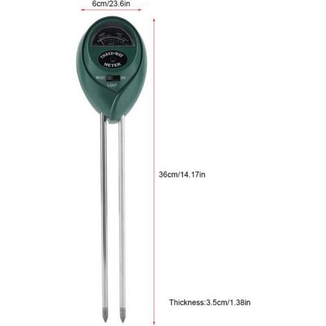 Testeur Sol - pH Humidité Lumière 3-en-1 - Pour Jardin Plantes Fleurs Intérieur Extérieur - 1 Pièce (1/4)