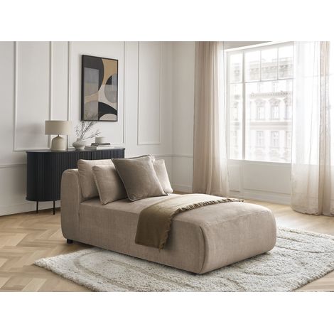 BOBOCHIC - Méridienne avec têtière pour canapé modulable JANA tissu velours   Taupe