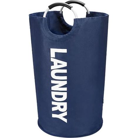82L Paniers à linge , Pliable Sac à linge, Pliage Grande Capacité Corbeilles à linge (Bleu Foncé) (1/4)