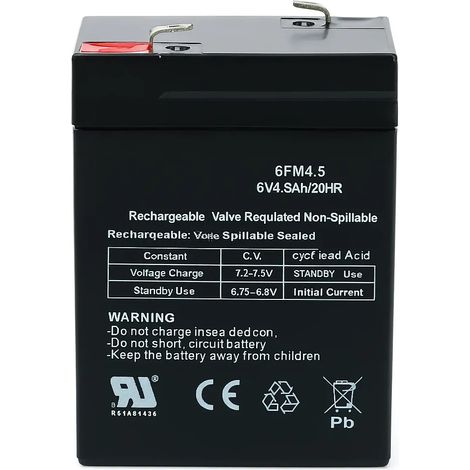 Batteria 6V 4.5Ah Ricambio Compatibile con Giochi Elettrici per Bambini