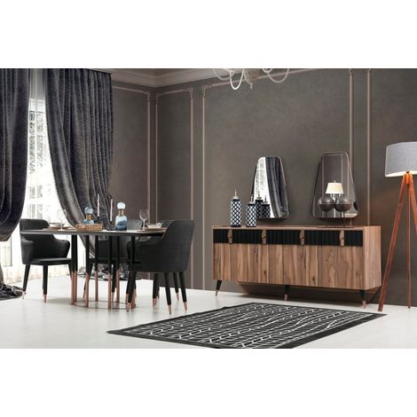Comedor completo POLO con 4 sillas nogal y negro