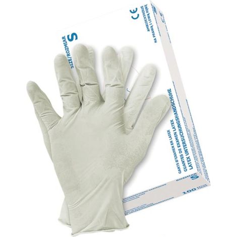 100 Stk. Naturlatex Einweghandschuhe Lebensmittelzulassung S