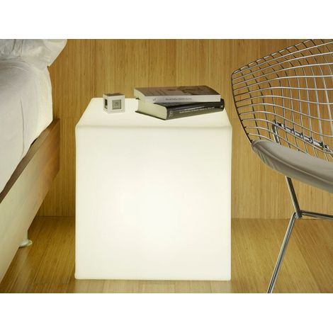CUBY 45 cm Cubo de luz decorativo y muy resistente. Cable con luz LED blanca fría. Fabricado en España