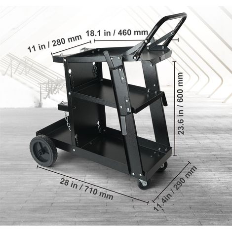 Chariot soudure 3 niveaux robuste 400lbs charge, roues pivotantes 360°, chaînes sécurité bouteilles, chariot mobile MIG TIG ARC MMA coupe plasma (1/5)