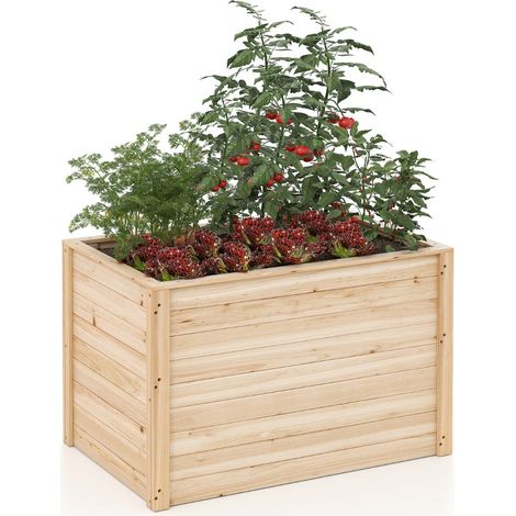 Fioriera in legno di abete 100 x 64 x 65,5 cm fioriera con base aperta per piante con radici profonde stile naturale 200012227