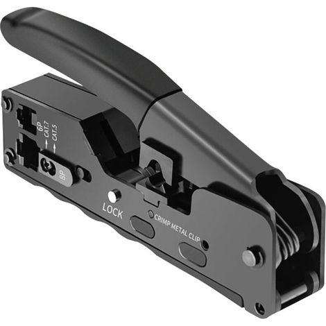 Pince à sertir, Poignée en caoutchouc souple - Antidérapante - Outil de sertissage Ethernet pour Cat7 8P/6P, Noir, 1 Pcs (1/5)