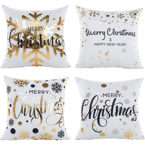 Set of 4 Christmas-themed cushion covers for sofa, car, office, 100% polyester fibers, no bauble, 45.7 x 45.7 cm (1/5)
