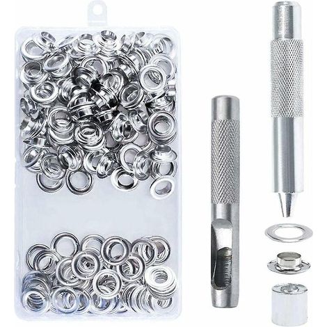 100pcs Ensembles Oeillets 14mm Oeillet Kit Oeillets Outils Mtal Oeillet Oeillet Kit Avec Oeillet Outils Pour Toile Tarp Tente Rparation Argent