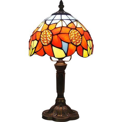 Lampe Table Tiffany Vitrail Tournesol 20cm Salon Chambre Bureau Dortoir Bar Décoration Cadeau Ampoule LED Incluse (1/4)