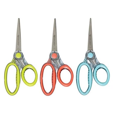 Ciseaux droitiers bouts pointus Microban X Westcott 18 cm - Lot de 3