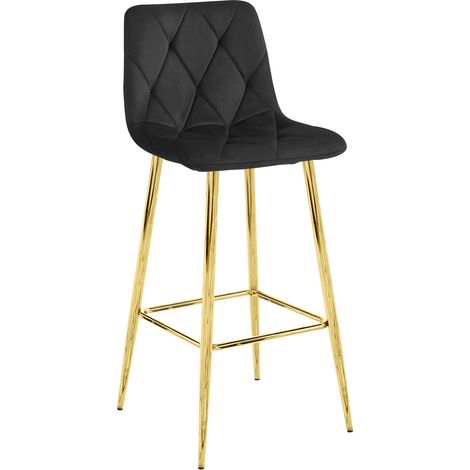 Sgabello da bar Valora KODA velluto nero design moderno cucina bar (1/3)
