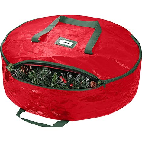 Sac De Rangement Pour Couronne De Noël - Polyéthylène Étanche Et Résistant Aux Déchirures - Pour Couronnes Artificielles Intérieures - 1 Pièce (1/2)