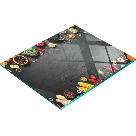 Tabla de cortar decorativa de cristal para cocina con dibujos de verduras, 60x52 cm. (1/5)
