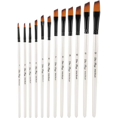 12 pièces pinceaux dessin lot gouache aquarelle huile peinture outils (02) (1/5)