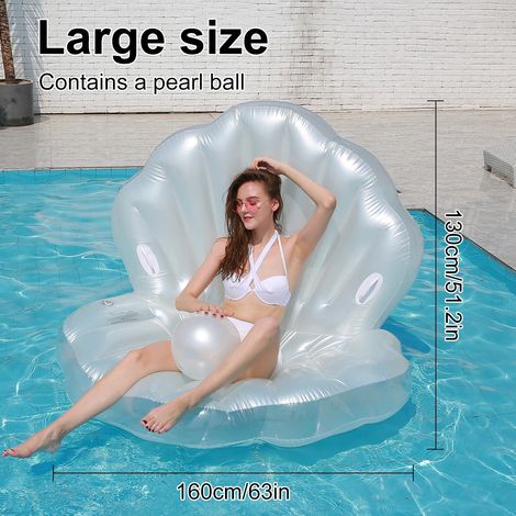 Grand jouet gonflable pour piscine, en forme de palourde géante, parfait pour s'amuser dans la piscine en été. (1/3)