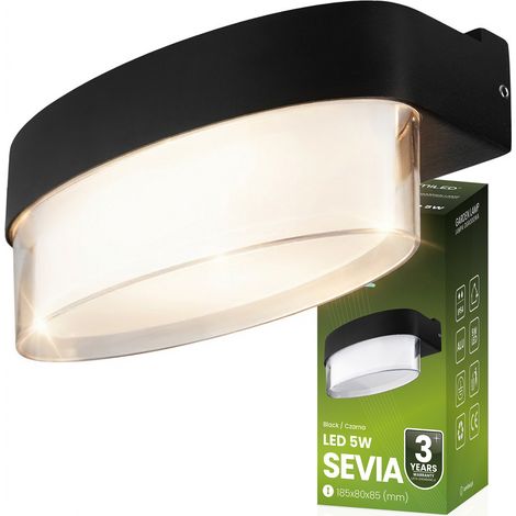 Lámpara LED de fachada, aplique de pared exterior para jardín, luz cálida 4000K, 5W, IP54, SEVIA, color negro, LUMILED (1/5)
