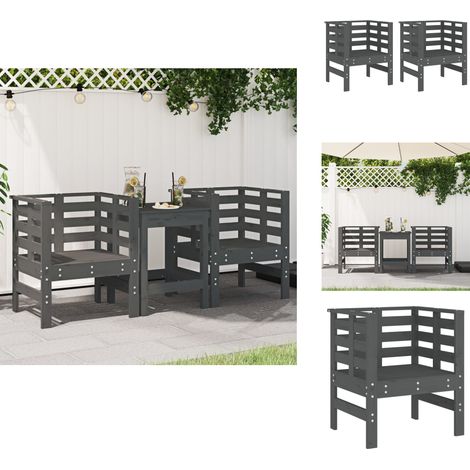Gartenstühle 2 Stk. Grau 61,5x53x71 cm Massivholz Kiefer - Gartenstühle - Holzmöbel - Outdoor Möbel - Terrassentisch - Balkonmöbel (1/5)