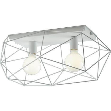 "Plafoniera ABRAXAS in metallo bianco 30x60x27cm."