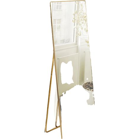 Vollkörperspiegel, minimalistischer Metallrahmen, klare Reflexion, Gold (1/2)