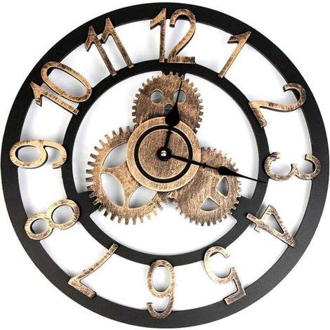 Vintage-Wanduhr, 3D-Wanduhr mit römischen Ziffern für Wohnzimmer, Esszimmer, Schlafzimmer, Küche, Büro, Heimdekoration, 40 cm