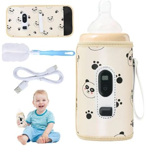 Chauffe biberon Portable pour Bébé, Chauffe Biberon Portable USB avec Écran LCD, Températures Réglables Chauffe Biberon, 21 Températures Réglables, Réchauffeur de Biberon pour Maison, Extérieur