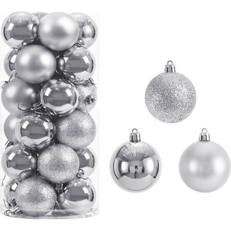 Boules De Noël - 4 Cm - Argent - 24 Pièces (1/5)