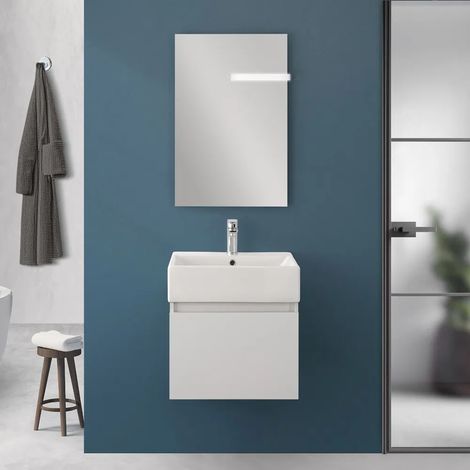 Mobiletto bagno sospeso 50 cm salvaspazio bianco 1 anta Kira (1/5)