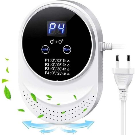 Générateur d'ozone Purificateur d'air, Générateur d'ion Négatif, Stérilisateur d'odeurs, Ioniseur d'air pour Chambre, Salle de Bain, Cuisine, Animaux Domestiques, Formaldéhyde, Odeur, Voiture (1/3)