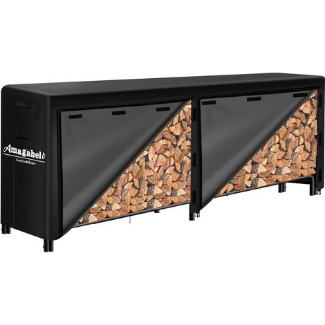 Porte buche-Range buche de cheminée avec 4 outils 74x40x30cm Ensemble Outil Cheminée Grande Capacité Range-bûches Support de bois de Chauffage pour Porte Buches bois Intérieur Bronze (1/5)