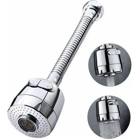 Aérateur de robinet rotatif à 360 degrés tête de robinet de cuisine 2 modes réglable pommeau de douche filtre pulvérisateur pour cuisine salle de bain (long) (1/4)