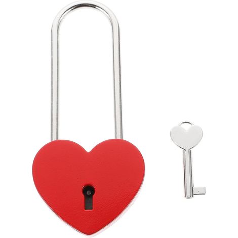 Cadenas Cœur Rouge en Alliage de Zinc, Verrou Décoratif Format Léger à Emporter, pour Tiroirs et Valises, Antirouille pour Protéger Vos Objets (1/5)