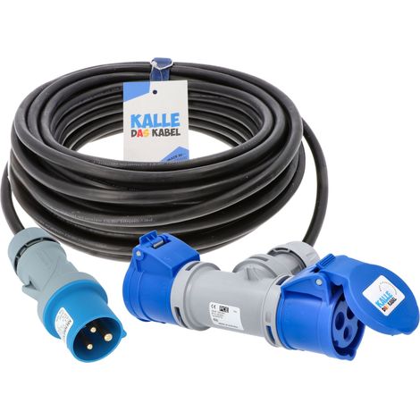 Kalle Verlängerungskabel CEE 230V 16A 2,5mm² 2-Fach Kupplung IP44 15 Meter (1/4)