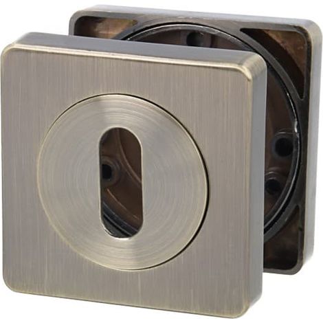 Brünierte Türrosetten BB eckig 52x52mm - Metall Rosettenpaar Schlüsselrosetten (1/5)