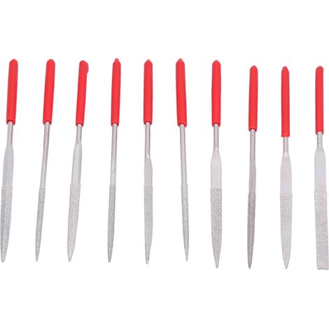 Ortviai Ensemble de 10 mini-fiches diamantées pour polissage et gravure bijoux, outil manuel précis en acier et plastique (1/5)
